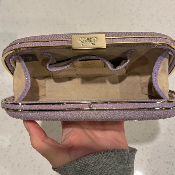 ANYA HINDMARCH PURPLE MARANO GLITTER-FINISHED BOX CLUTCH EUC - Picture 10 of 12